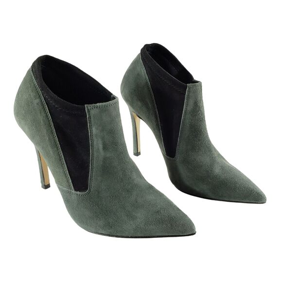Barneys New York Stiletto Ankle Boots 37 Womens Leather Chelsea Pale Green Point - Picture 1 of 12